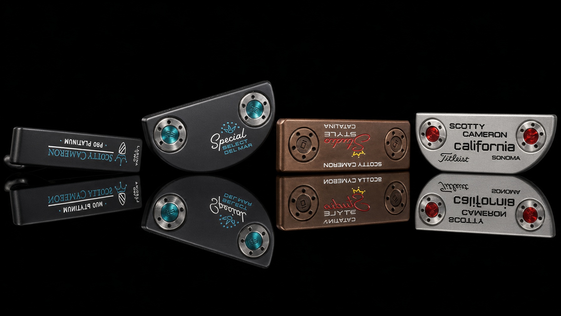Scotty Cameron restoration finishes with mirrored reflections