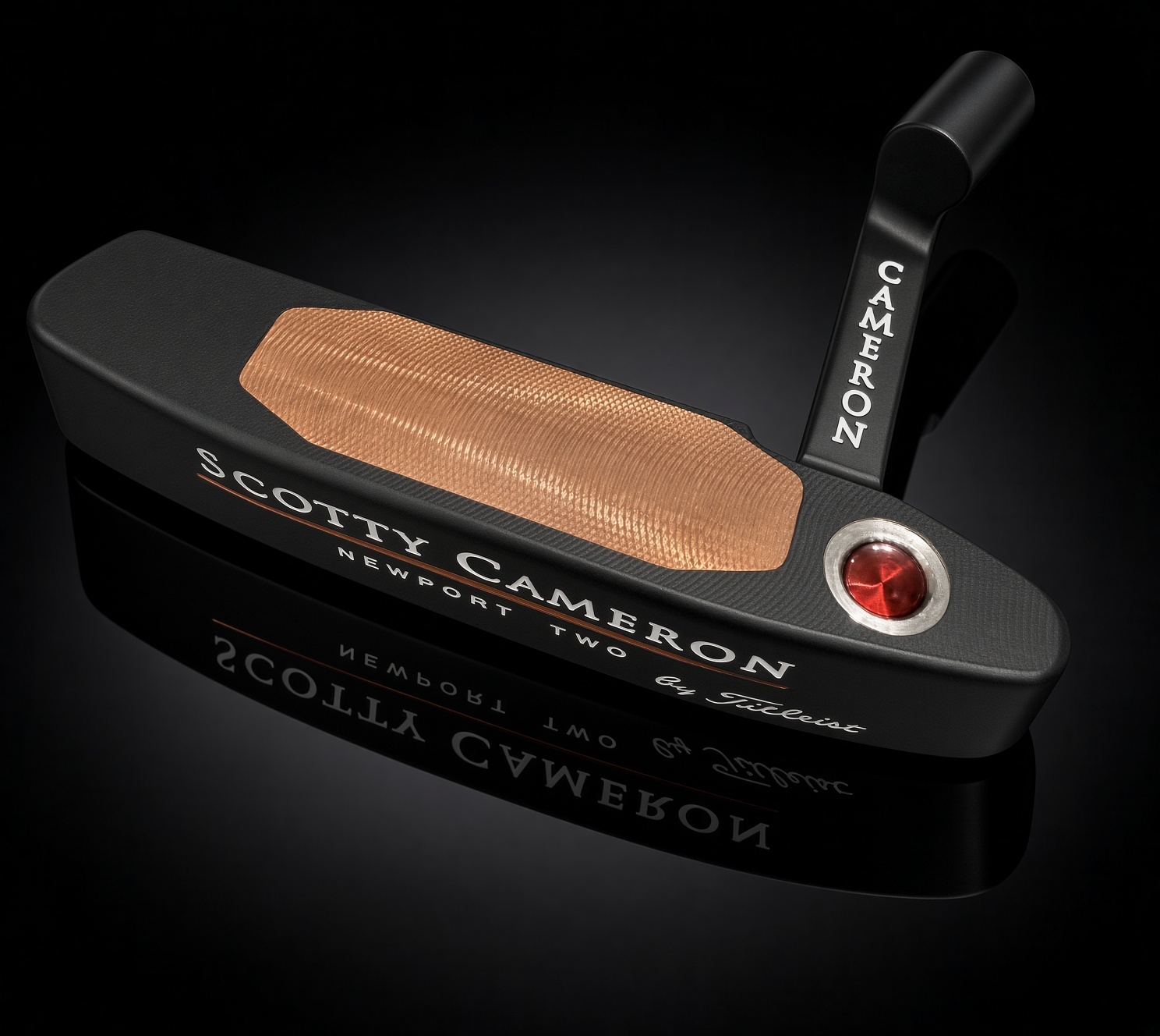 Black Scotty Cameron putter with a copper face insert